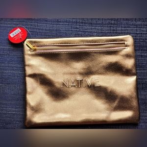 Bronze gold NWT Native makeup bag pouch